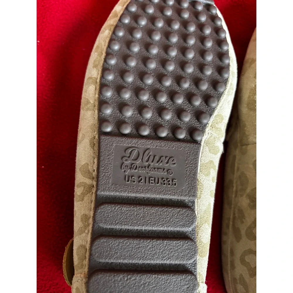 DLux by Dearfoams Leopard Print Moccasin Slippers –‎ Plush Lined